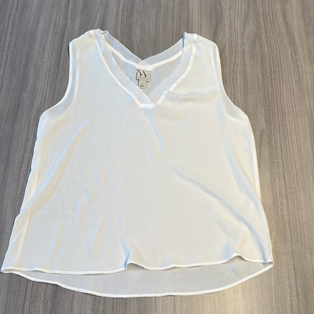 White sheer blouse tank top size small